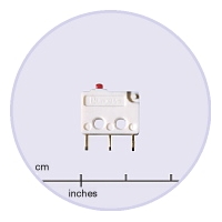 Saia Burgess ultraminiature microswitch with plunger actuator and solder terminals